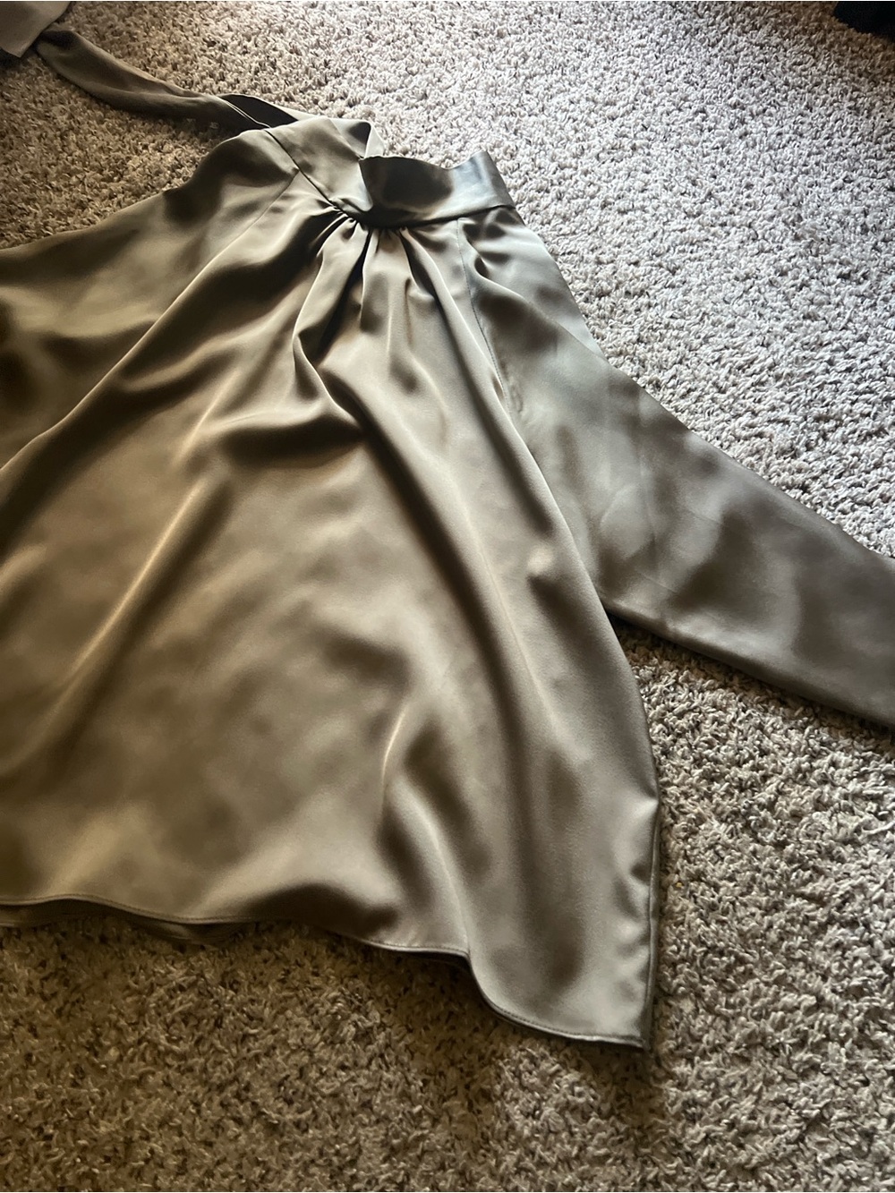 DKNY Olive Satin A-Line Skirt